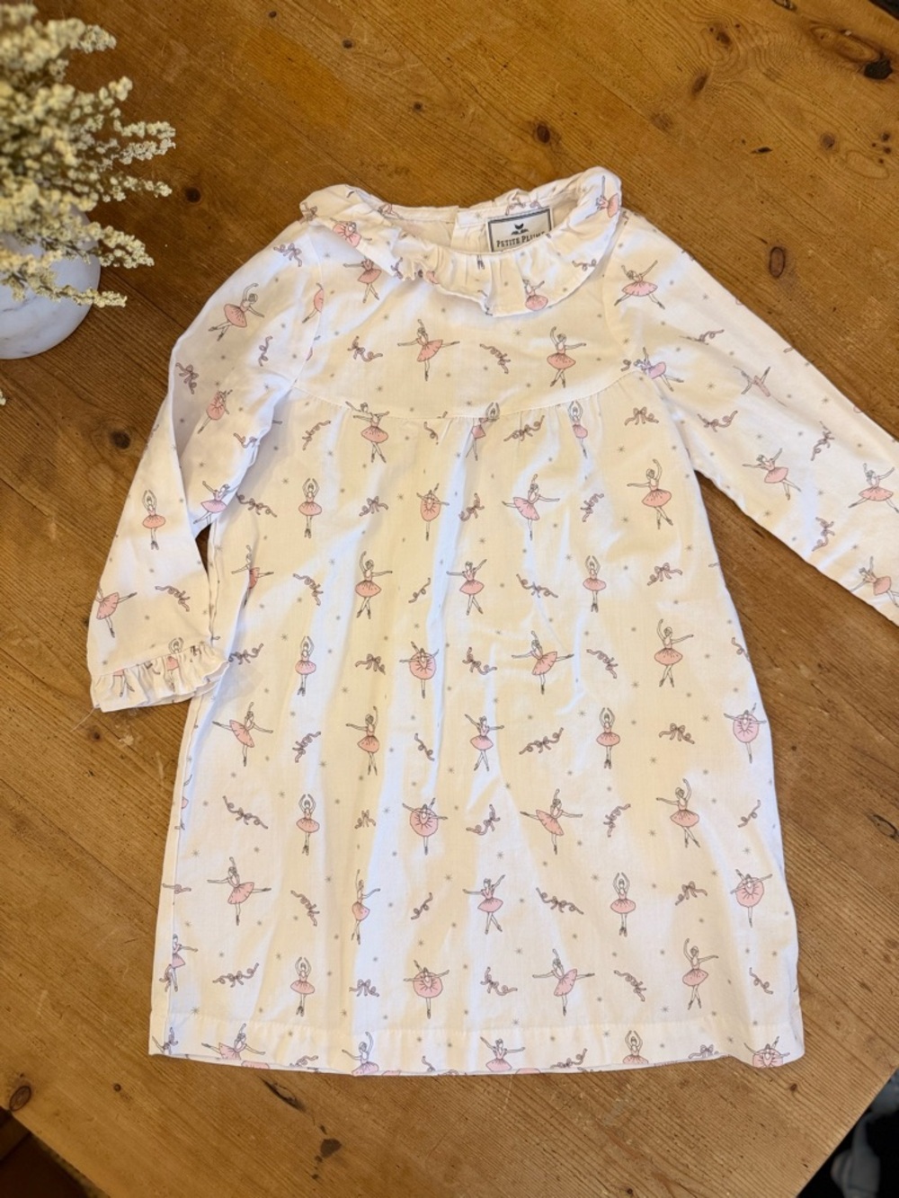 Ballerina Print Long-Sleeve Dress